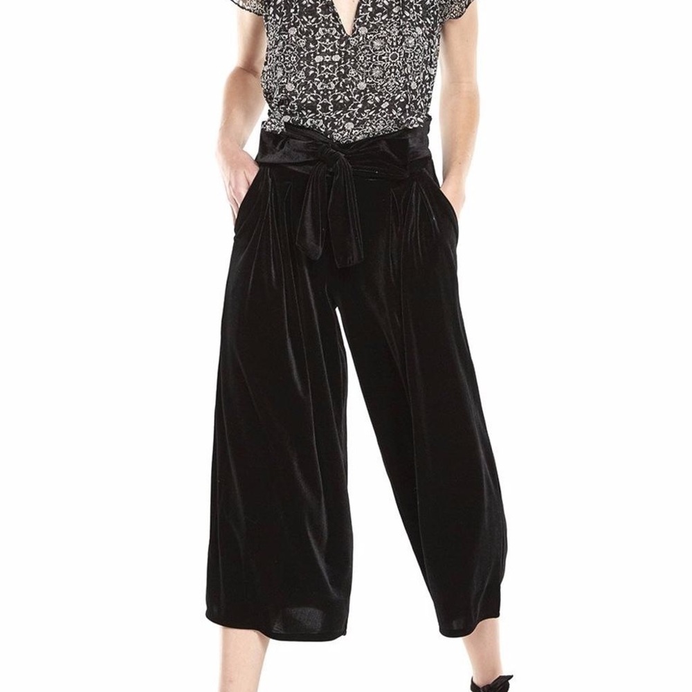 Misa Los Angeles black velvet high-rise pants
